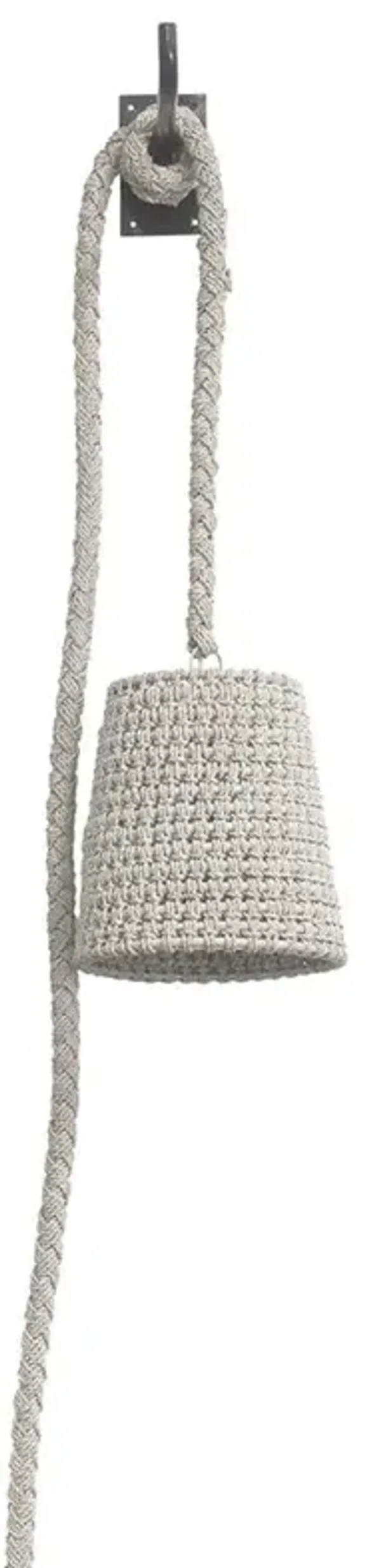 Palecek Green Oaks Coastal Beach White Woven Abaca Rope Hanging Wall Pendant