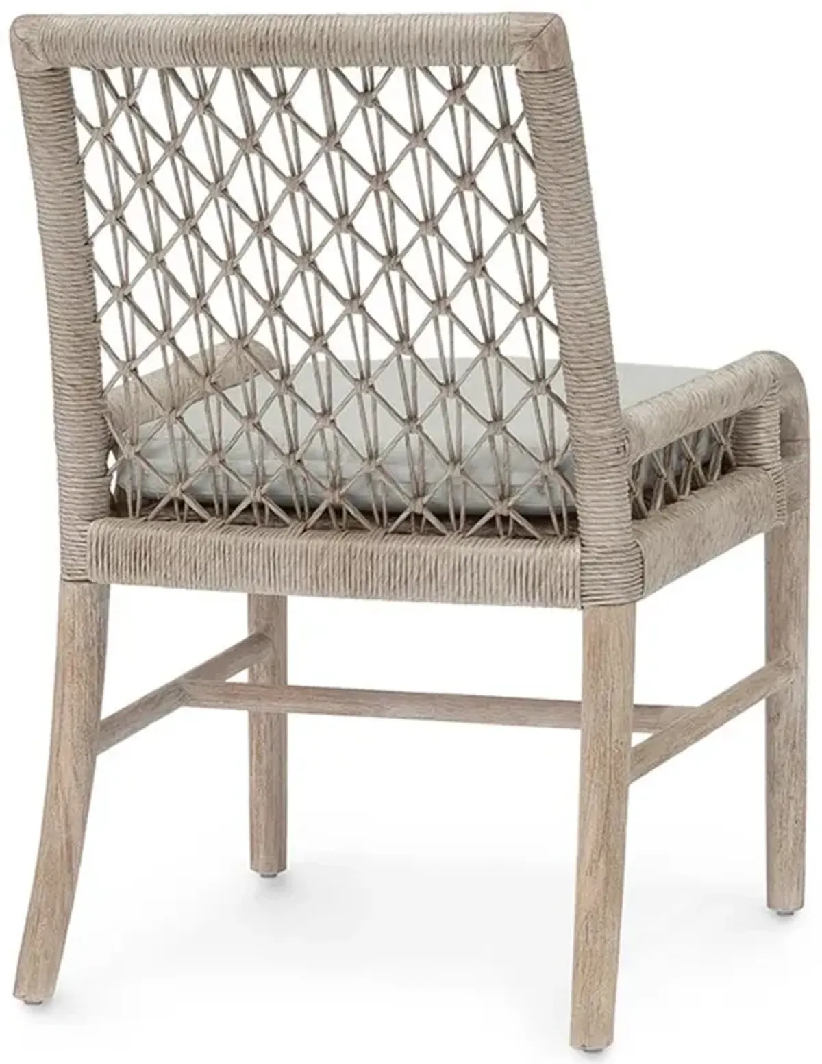 Palecek Montecito Coastal Abaca Grey Woven Teak White Cushion Outdoor Side Chair