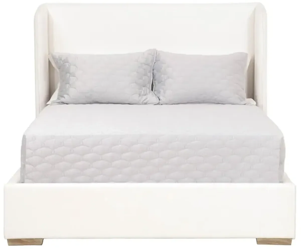 Sofia Modern Classic Pearl White Performance Oak Platform Bed - King