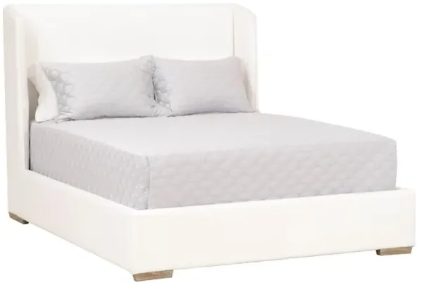 Sofia Modern Classic Pearl White Performance Oak Platform Bed - King