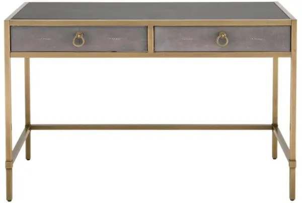 Simon Modern Classic Grey Shagreen Resin Brushed Gold Metal Desk