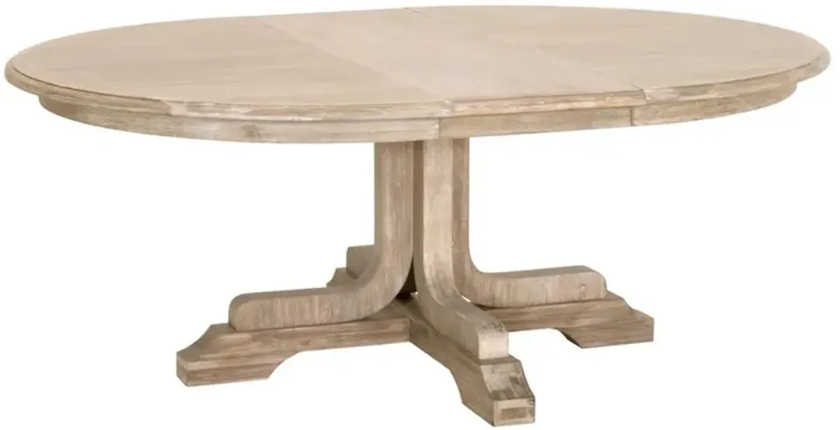 Troy Modern Solid Acacia Pedestal Base Round Extendable Dining Table - 60-77.5"W
