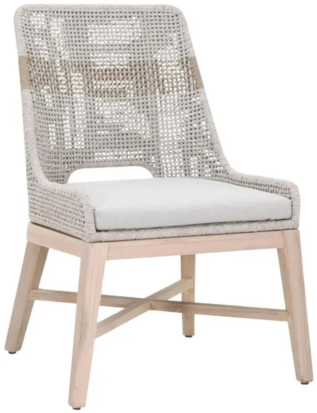 Theodore Coastal Taupe Woven Cushion Grey Teak Outdoor Dining Chair - Set of 2