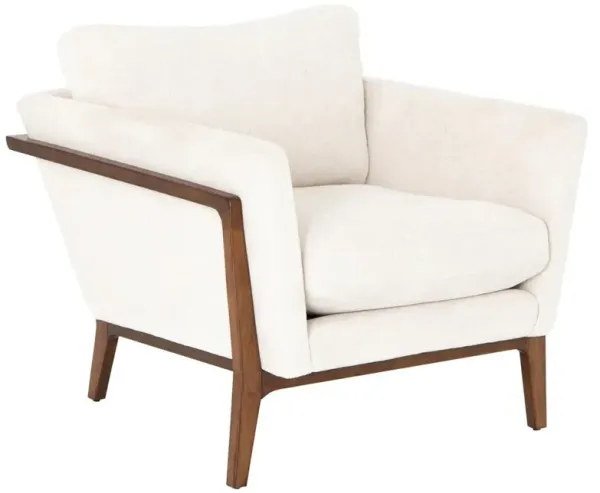 Dorothy Modern Classic Cream Upholstered Birch Wood Occasional Arm Chair