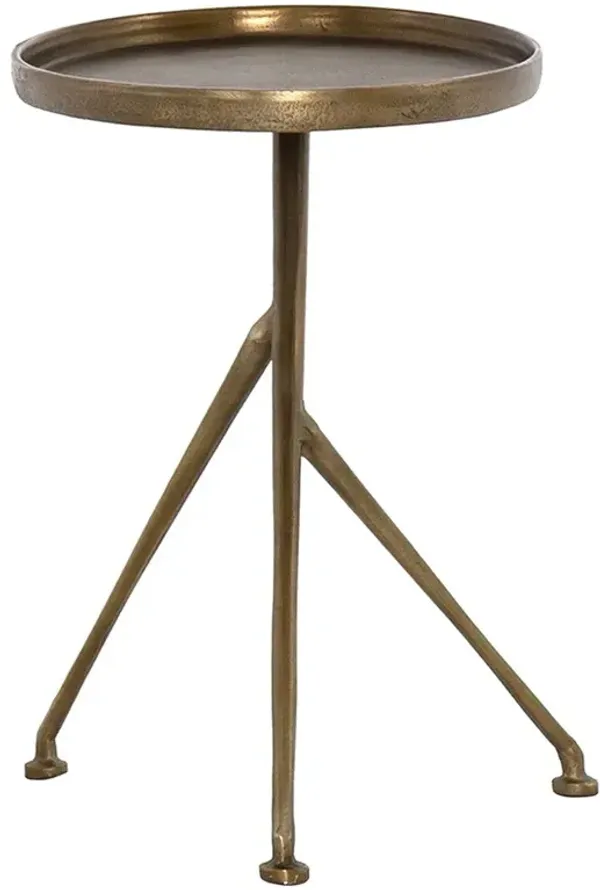 Soledad Industrial Loft Antique Brass Aluminum Tripod Base Outdoor Oval Side Table