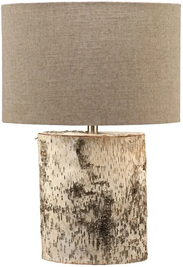 Mason Rustic Natural Linen Oval Shade Birch Table Lamp