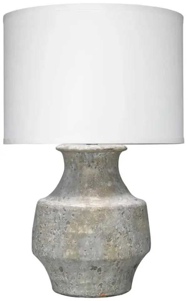 Xavi Modern Classic White Linen Shade Grey Ceramic Table Lamp