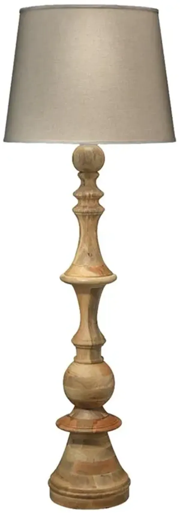 Kinsley Coastal Beach Natural Linen Shade Wood Floor Lamp