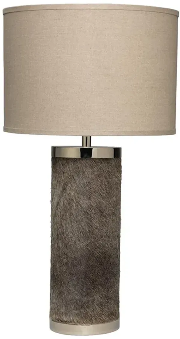 Isaac Rustic Lodge Grey Hide Cylinder Table Lamp