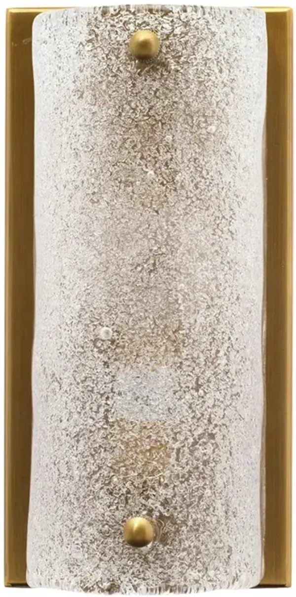 Weston Modern Classic Textured Glass Gold Metal Wall Sconce - Small