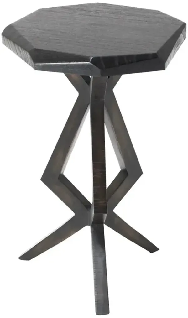 Chance Modern Classic Black Top Geometric Side End Table - Medium