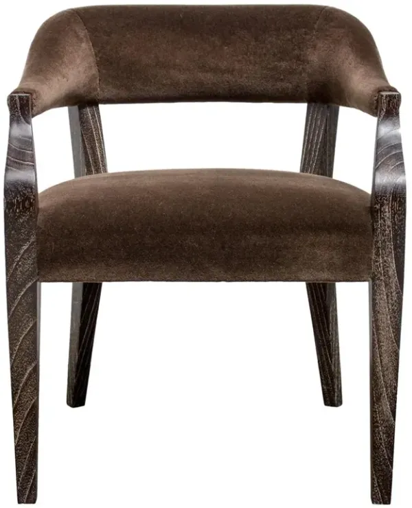 Dixon Modern Classic Brown Mohair Wood Occasional Chair