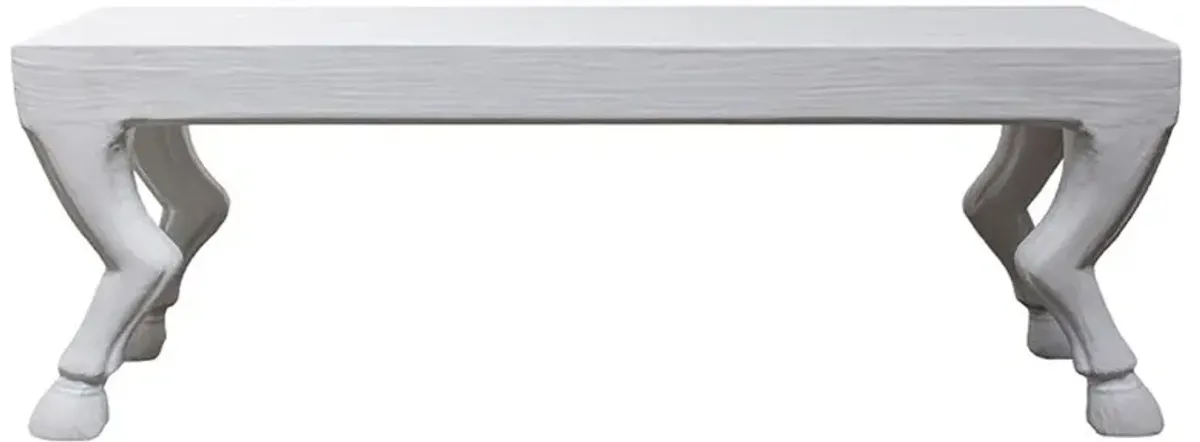 Faline French Country White Resin Hoof Leg Bench - 48"