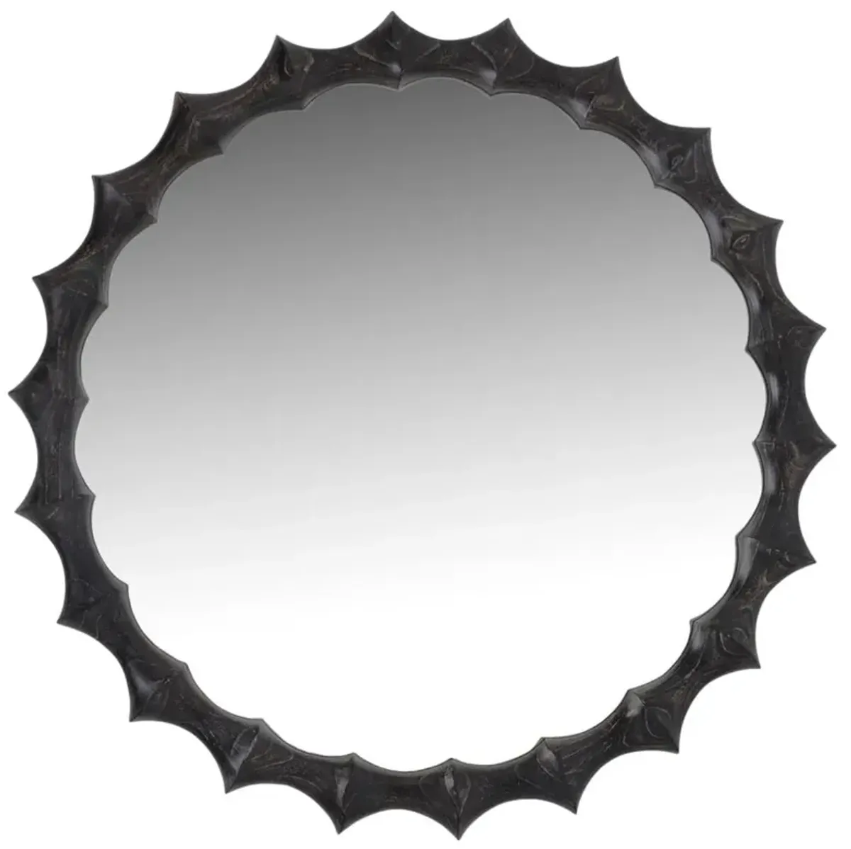 Elowyn Modern Classic Spike Round Otter Wood Wall Mirror - 54D