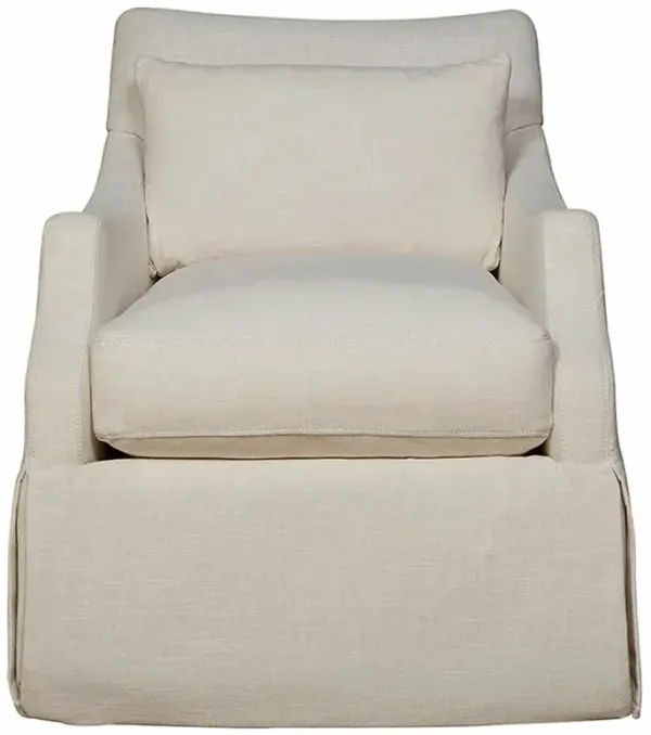 Iris French Country Cream Slipcovered Swivel Living Room Arm Chair