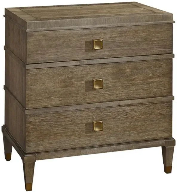 Norman Modern Classic Brown Wood 3 Drawer Nightstand