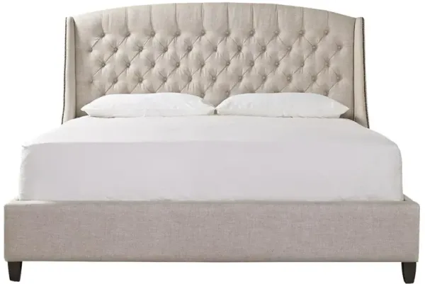 Iviana Modern Classic Light Grey Upholstered Tufted Nailhead Trim Bed - Queen