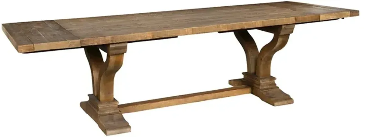 Sophia Rustic Rectangular Brown Distressed Pine Extendable Dining Table - 86-110"W