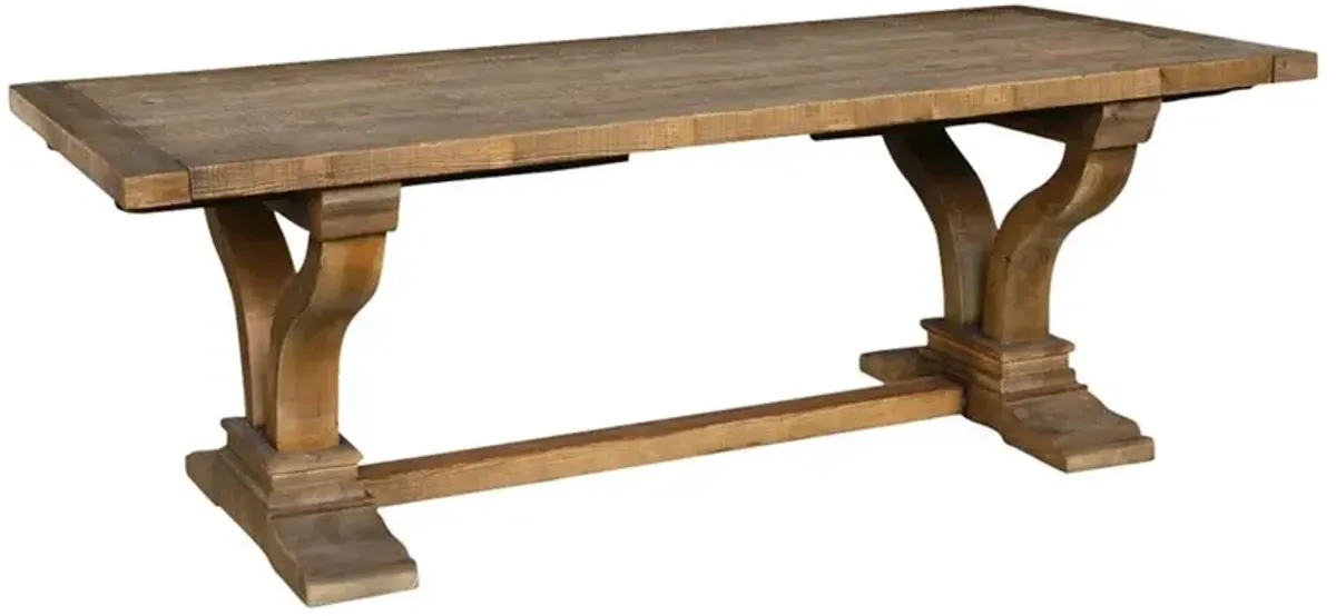 Sophia Rustic Rectangular Brown Distressed Pine Extendable Dining Table - 86-110"W