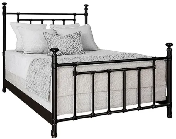 Denise French Country Black Suede Iron Bed - Queen