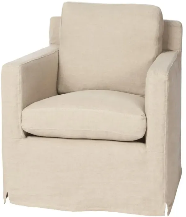 Cisco Home Louis Modern Classic Logan Beige Linen Slipcovered Swivel Arm Chair