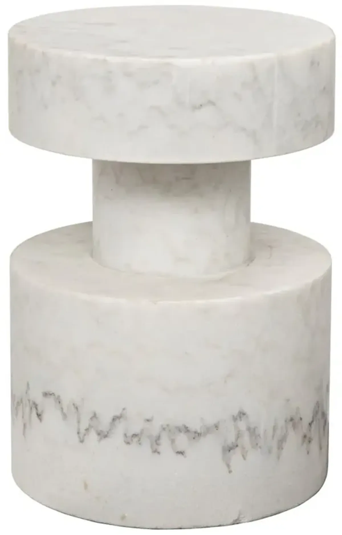 Merritt Modern Classic Ivory Stone Round Top Side End Table