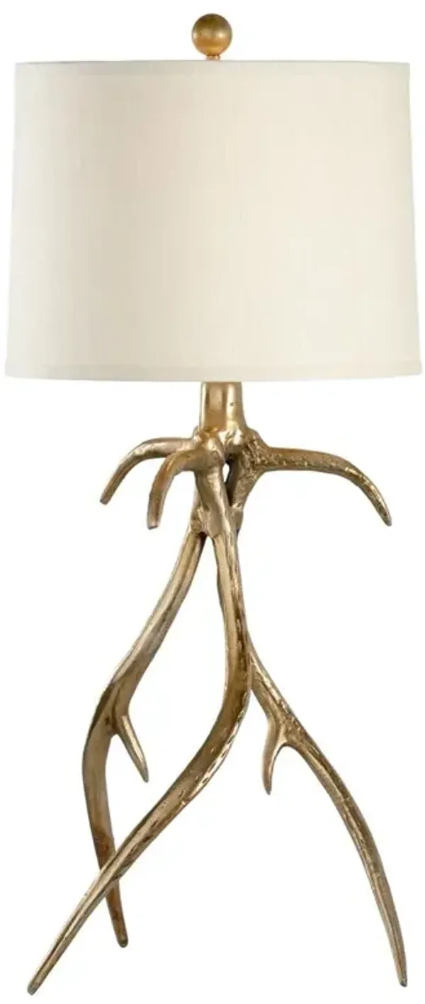 Ayla Modern Rustic Antique Brass Aluminum Antler Table Lamp