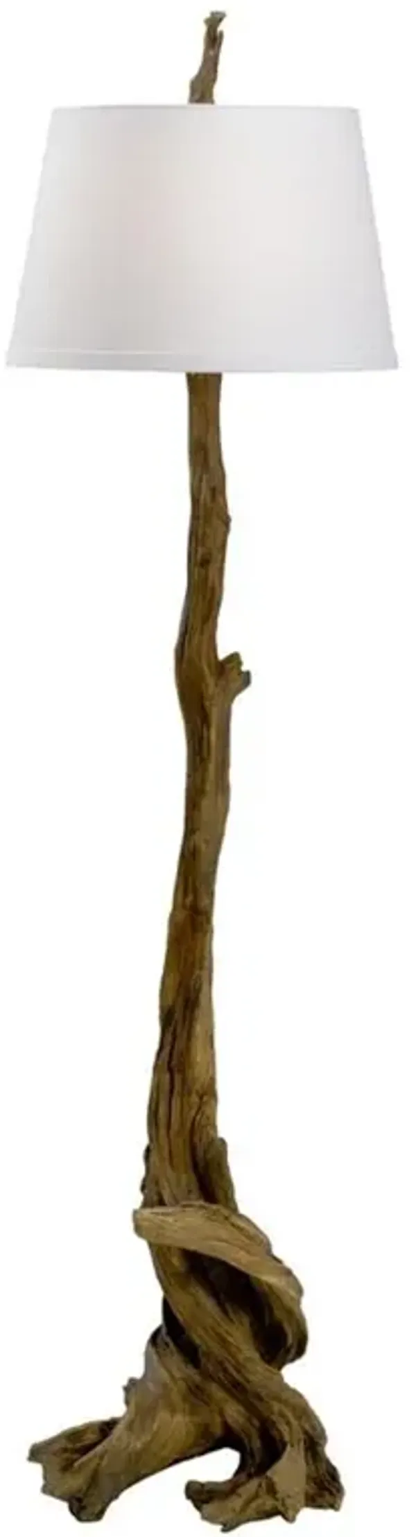Wellington Coastal Beach Brown Composite Beige Linen Buffet Floor Lamp