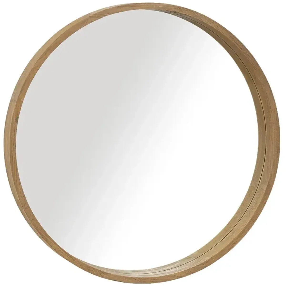 Cassandra Modern Classic Round Brown Teak Wall Mounted Mirror - Small