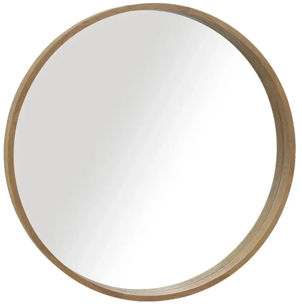 Cassandra Modern Classic Round Brown Teak Wall Mounted Mirror - Large