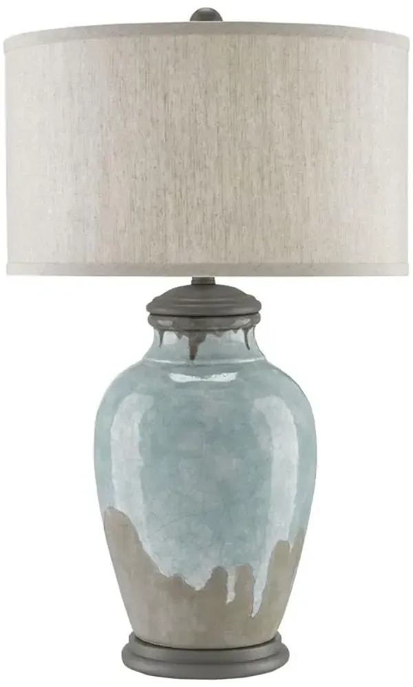 Avery Coastal Beach Blue Drip Grey Terracotta Table Lamp