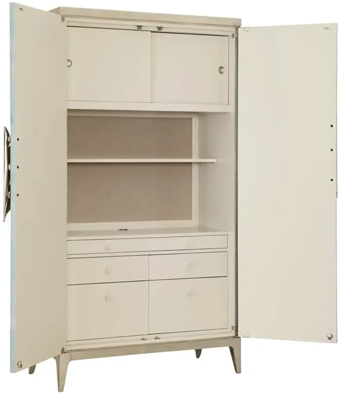 Annalise French Blue Wood Silver Leaf Secretary Desk