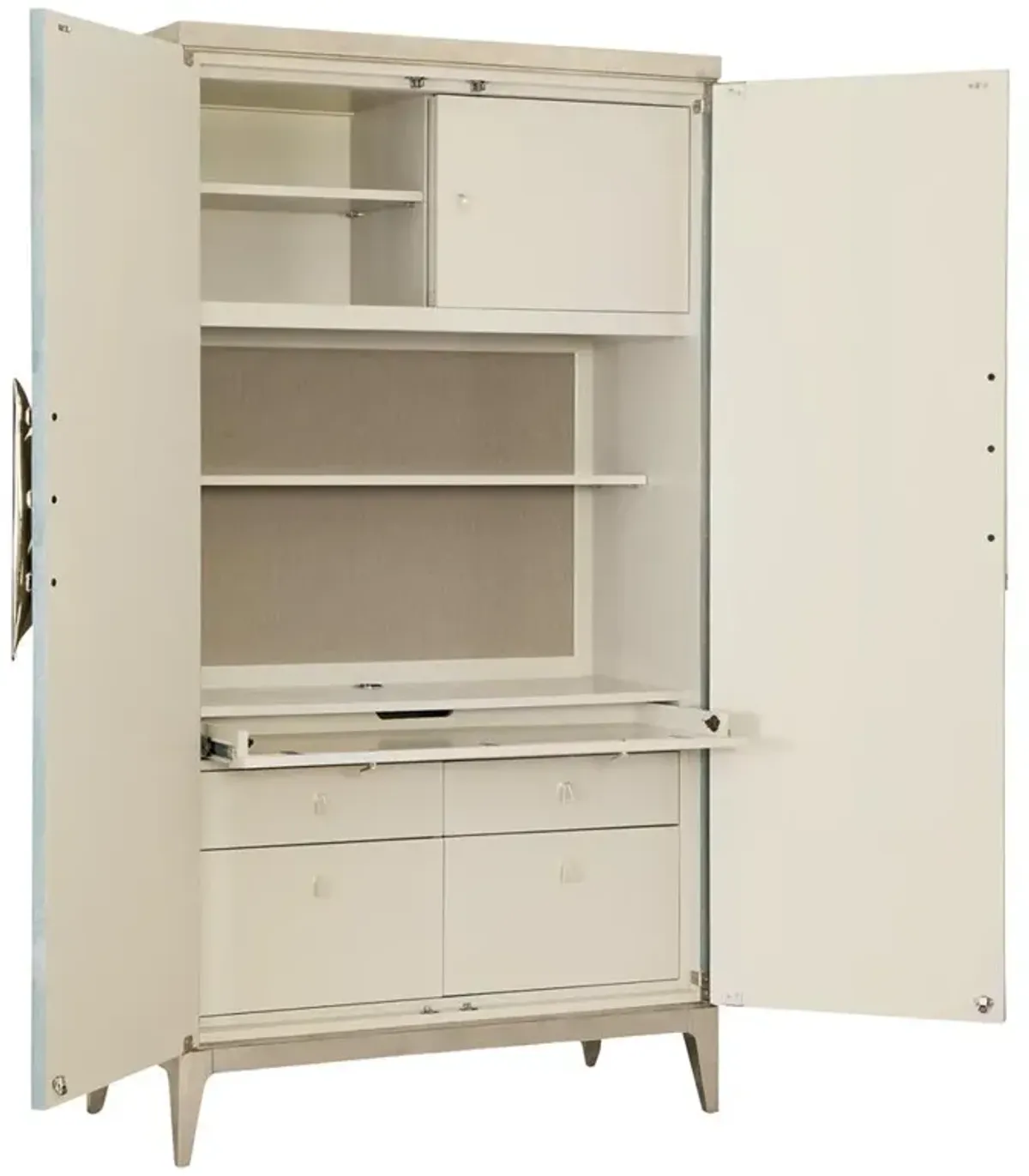 Annalise French Blue Wood Silver Leaf Secretary Desk