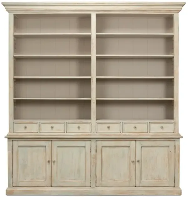 Antonia Updated Traditional Distressed Bluewash Reclaimed Pine Display Cabinet