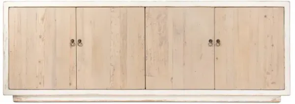 Melissa Rustic Lodge Distressed Antique White Natural Doors Sideboard Buffet
