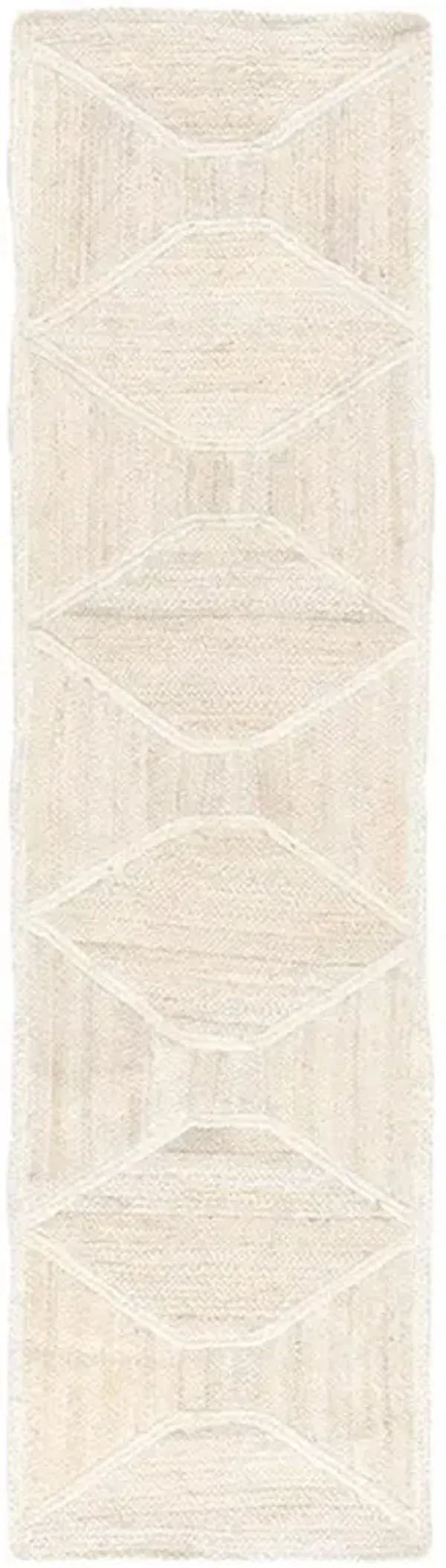 Reece Global Beige Diamond Trellis Jute Solid Rug - 2'6"x9'