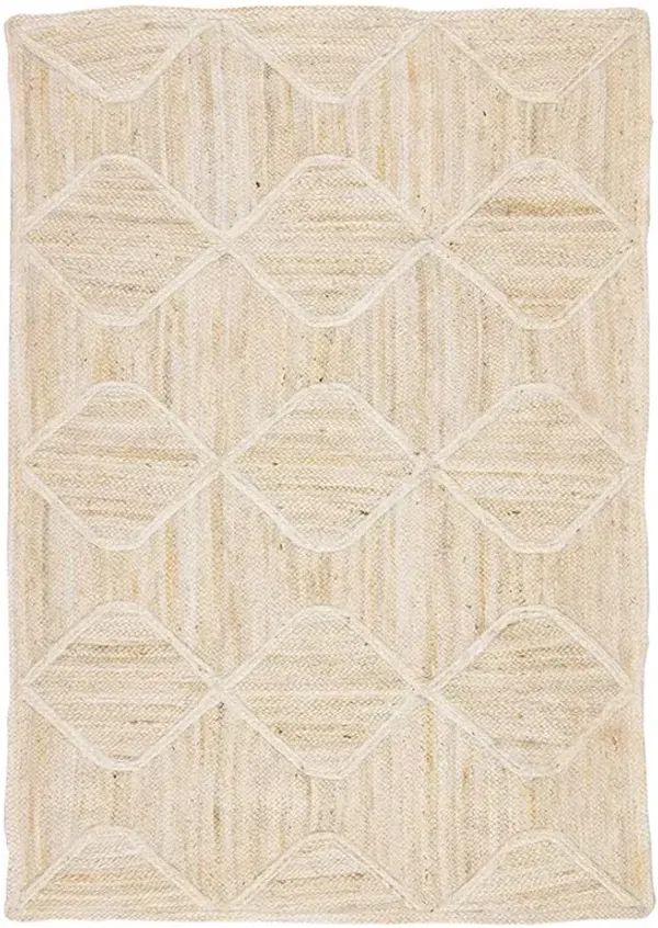 Reece Global Beige Diamond Trellis Jute Solid Rug - 4'x6'
