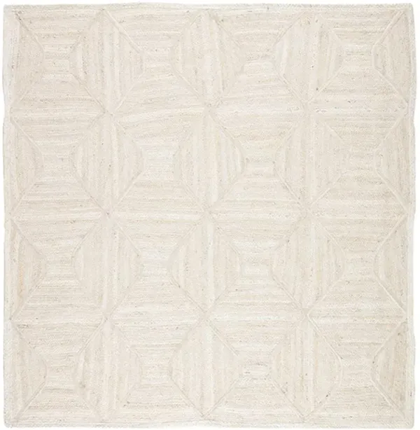 Reece Global Beige Diamond Trellis Jute Solid Rug - 8'x8'