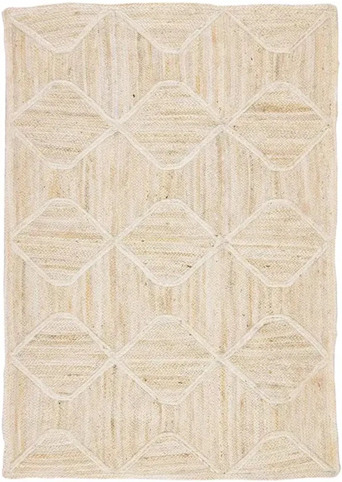 Reece Global Beige Diamond Trellis Jute Solid Rug - 9'6"x13'6"