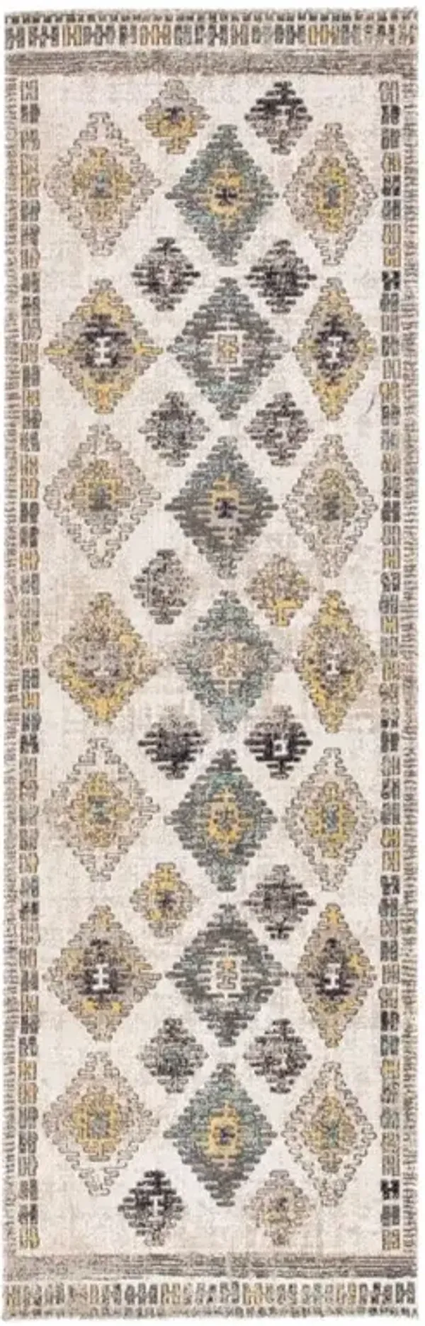 Gigi Global Bazaar Blue Indoor Outdoor Rug - 2'6"x8'