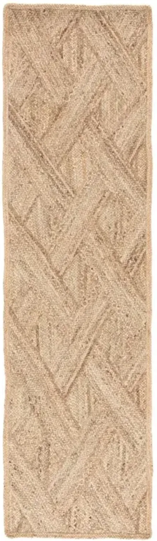 Reece Modern Brown Diamond Pattern Jute Solid Rug - 2'6"x9'