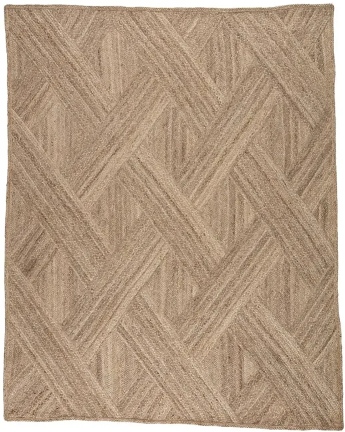 Reece Modern Brown Diamond Pattern Jute Solid Rug - 8'10" x 11'9"
