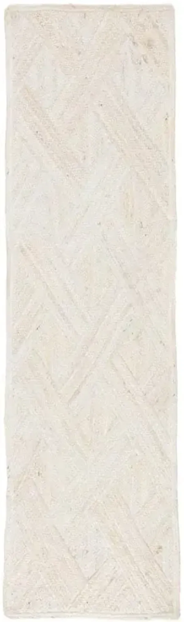 Reece Modern Ivory Diamond Pattern Jute Solid Rug - 2'6"x9'