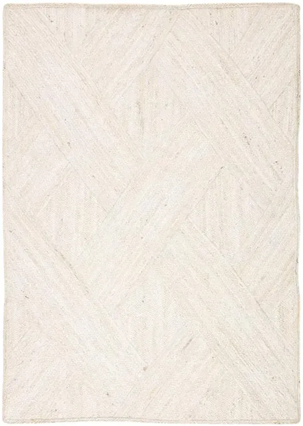 Reece Modern Ivory Diamond Pattern Jute Solid Rug - 5'x8'
