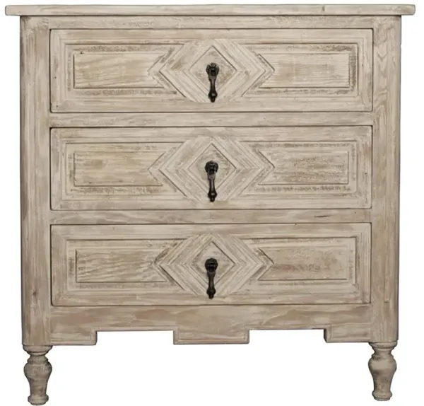 Ila French Country Grey Washed Reclaimed Wood Nightstand
