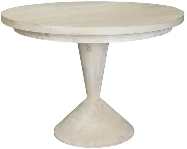 Remy Coastal Beach Grey Washed Reclaimed Wood Round Dining Table - 42"W