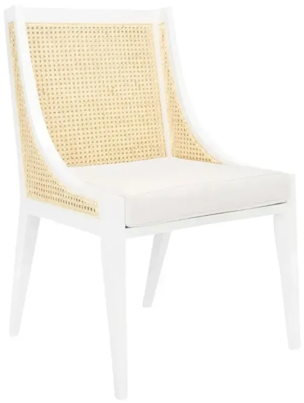 Raleigh Coastal Eggshell White Mahogany Woven Cane Side Chair
