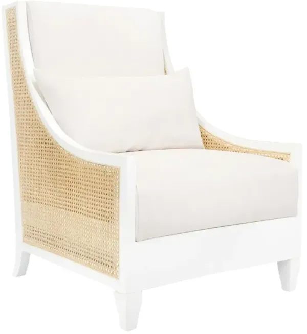 Raleigh Coastal Eggshell White Mahogany Bleached Cane Club Chair