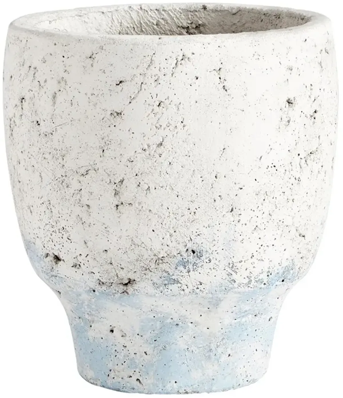 Venice Modern Classic Blue Accent Round White Planter - Small
