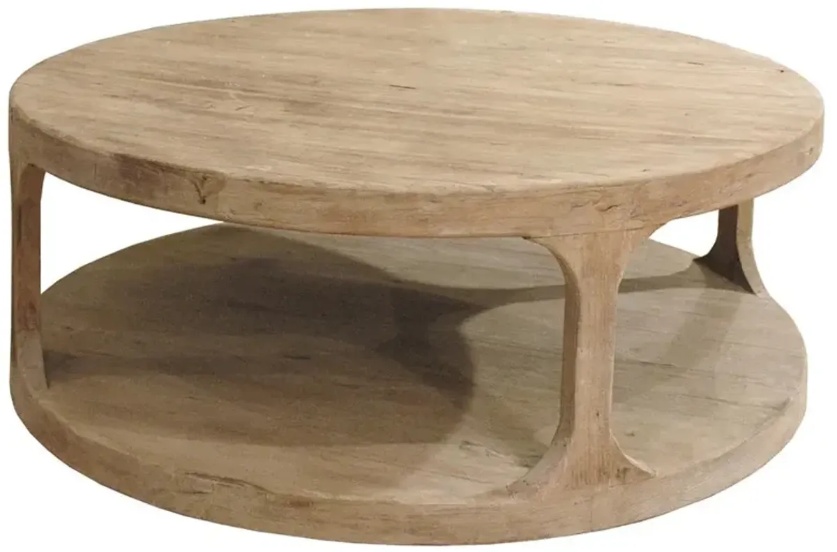 Sian Pine Wood Rustic Round Coffee Table